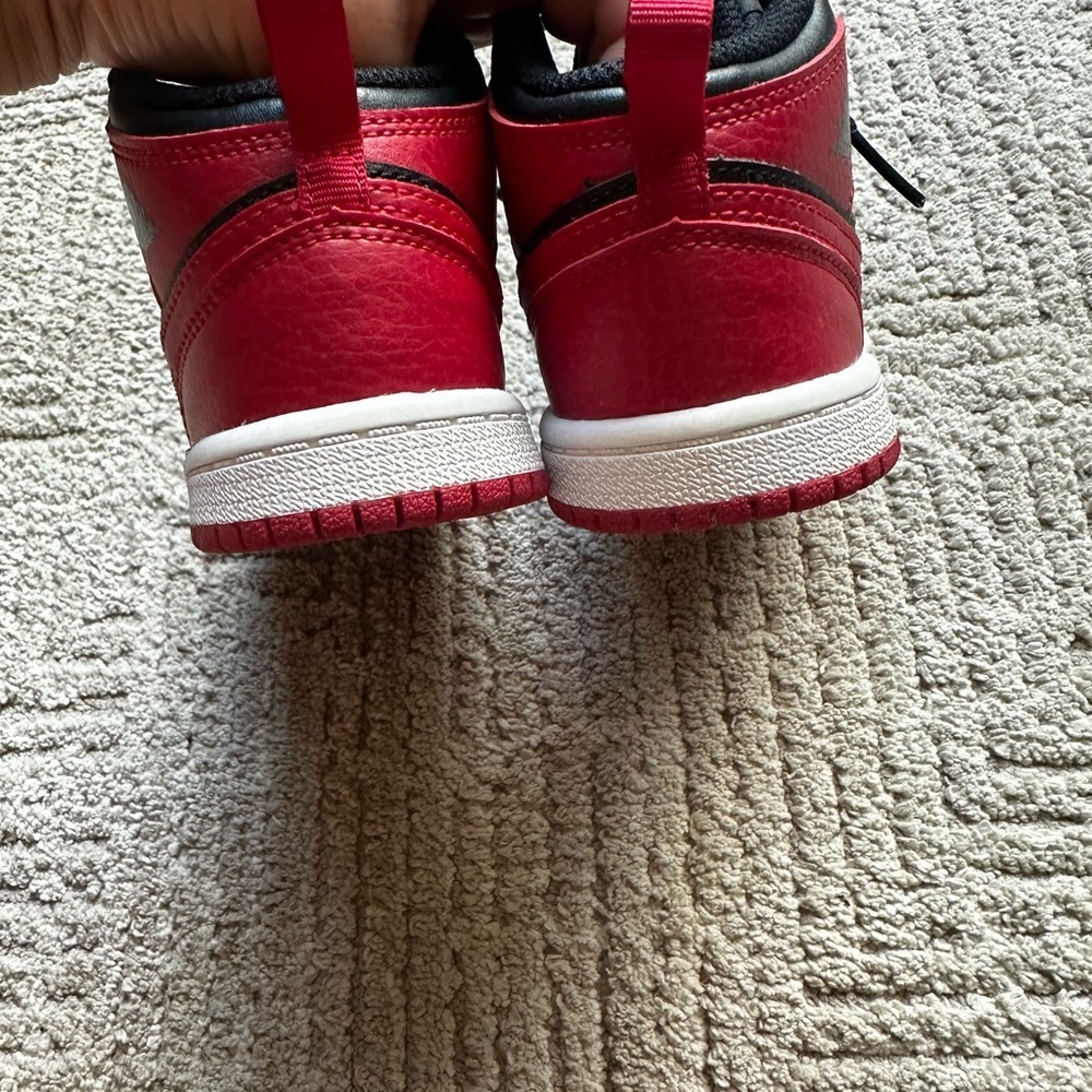 Nike Air Jordan Kids Black & Red High-Top Sneakers - Picture 8 of 16